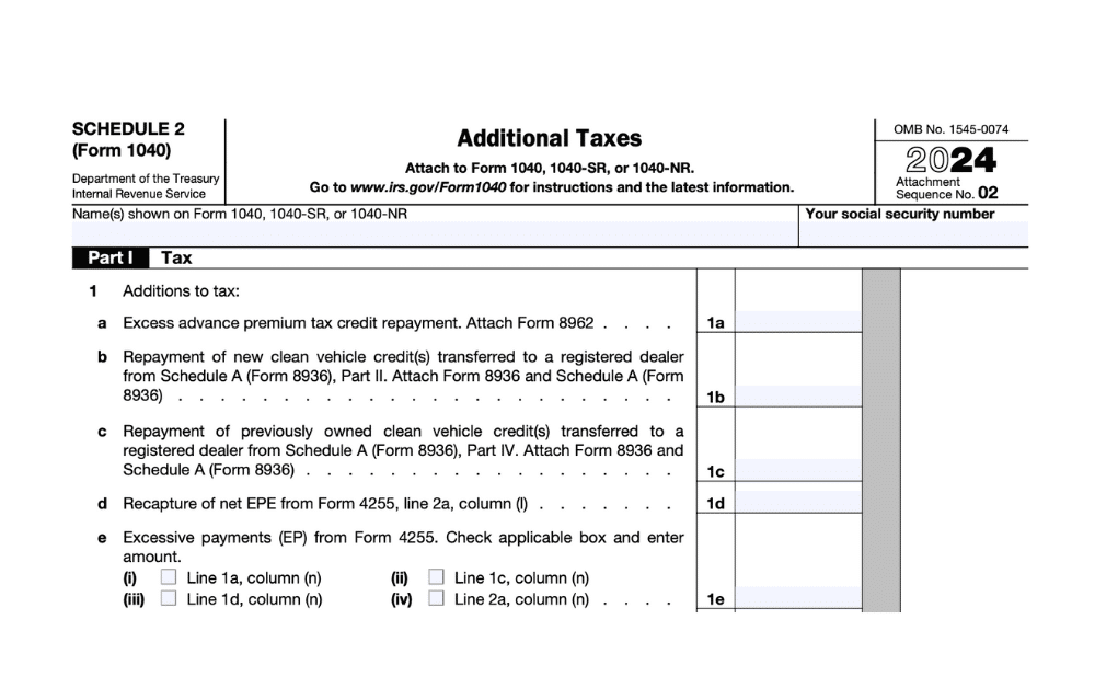 Form 1040 schedule 2