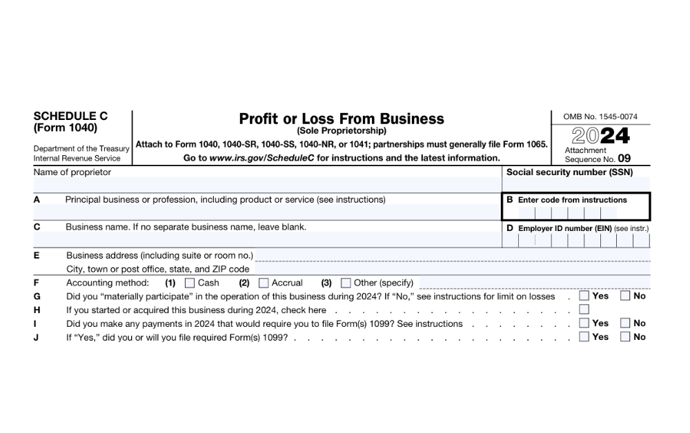 Schedule C form 1040
