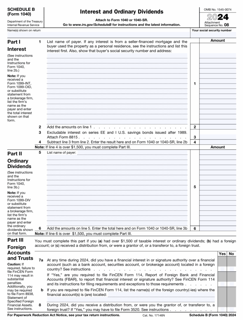 Schedule B Form 1040
