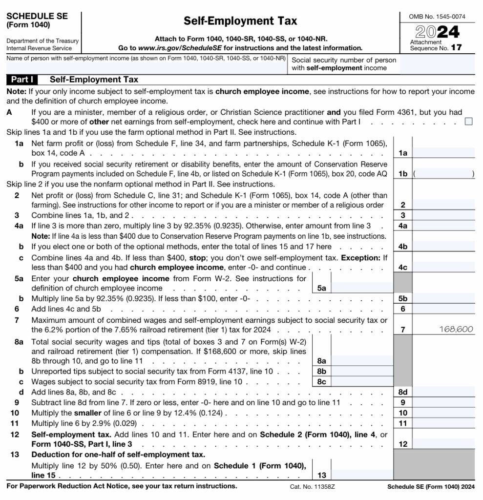 Schedule SE form 1040